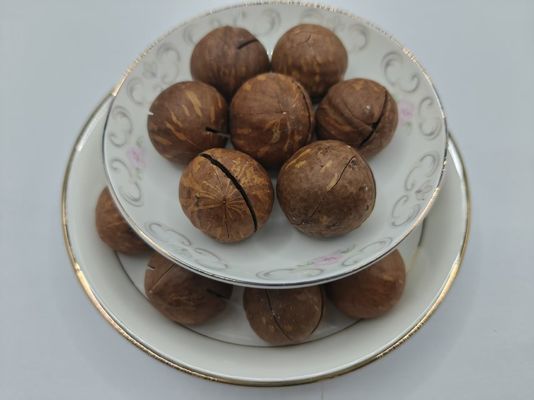 플라스틱 봉투 속 맛있는 천연 마카다미아 견과
